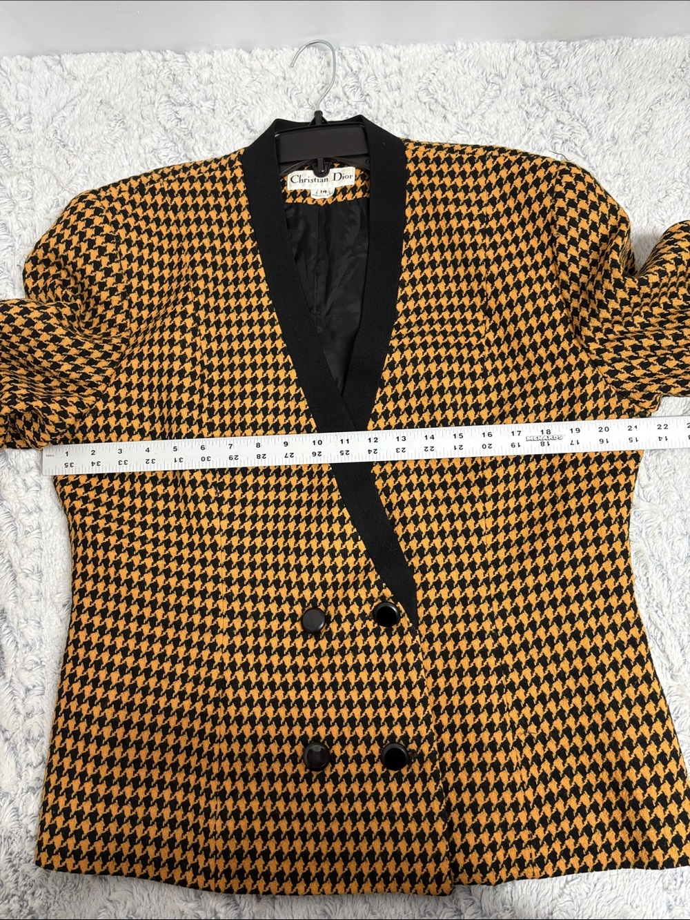 Dior Black & Mustard Houndstooth Double-Breasted Blazer - Picture 3 of 7